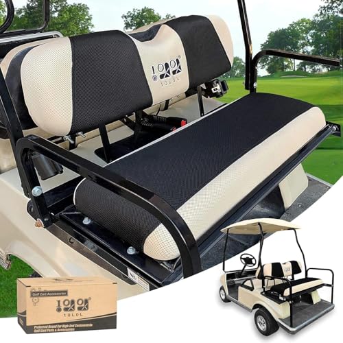 10L0L Golf Cart Seat Covers, Super Comfort Cooler Than Vinyl Seat Cover, Front and Rear Seat Cover for Yamaha EZGO Club Car, No Drilling Breathable Mesh Bench Seat Blanket, Machine Washable - color: Black + Beige, style: Rear Seat - Universal for Yamaha E