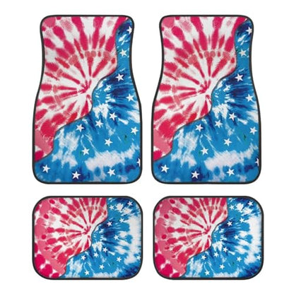 Car Mat Universal Fit 4-Piece Set Car Floor Mats Auto Front & Rear Floor Carpets for SUV Sedan Van, Tie Dye American Flag - color: Tie Dye American Flag