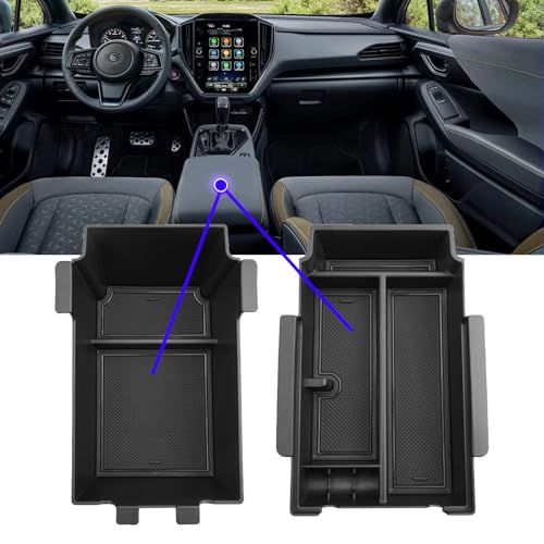 2024 2025 2026 Crosstrek Center Console Organizer Tray for 2024 2025 2026 Subaru Crosstrek Hybrid 2024 Impreza Center Armrest Storage Box for Crosstrek 2024 Accessories Storage Box Double Layer