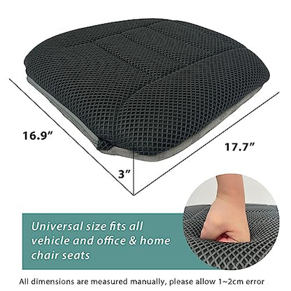 AEROiVi 17.7" L × 16.9" W × 3" H,Car Booster Seat Cushion Raise The Height for Short People Driving, Breathable 3D Air Mesh, 3 Inch Booster Seat, Non-Slip Bottom, Car Seat Pad with Truck,Cars,SUVs - size: 3 inch thick