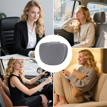 Car Headrest Pillow for Driving, Dual-Sided Leather Design Neck Pillow, Breathable Softness Neck Support, Universal Fit Head Rest Travel Pillow, Gray, 1 Pack - color: Gray