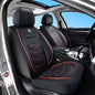 Car Seat Cover Full Set Sets, Universal Car Seat Covers for Cars, Premium Waterproof Leather, Protect & Upgrade Car Interior, Compatible with Airbags, Easy to Install & Clean Up - color: black & Red Edges