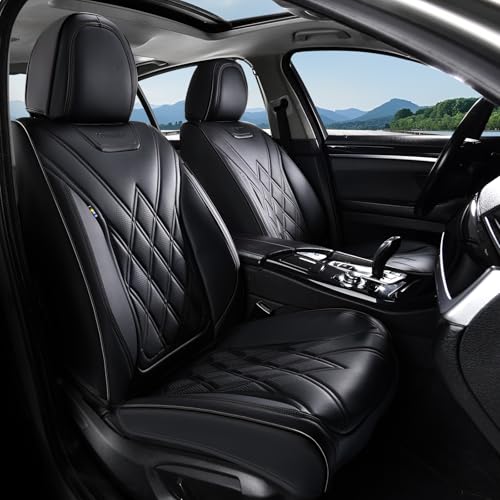 Coverado Car Seat Covers, Front Covers for Cars, Car Seat Cover Front Seats, Automotive Seat Cover, Waterproof, Leather Car Seat Cushion, Universal Interior Seat Protectors for Most Cars Black - color: 01-Black, size: Front Pair