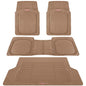 Motor Trend FlexTough Beige Floor Mats for Cars & Cargo Mat Full Set - All Weather Front & Rear Rubber Automotive Floor Mats & Cargo Liner for SUV, Car, & Van - Interior Trunk Mat & Floor Cover