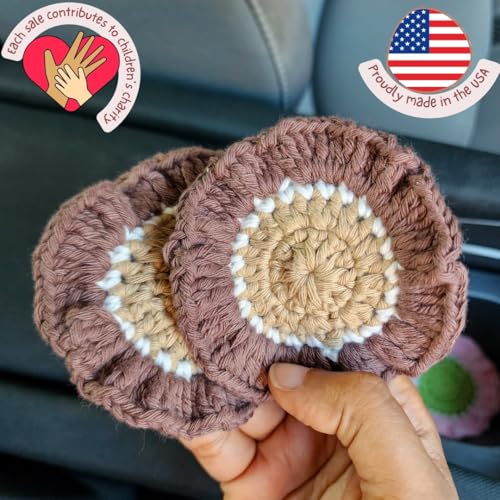 Cotton Crotchet Ruffled Flower Coaster Set (Warm Mocha) - color: Warm Mocha