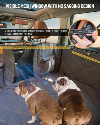 Dog Car Seat Cover for Back Seat, Waterproof Dog Seat Cover for Back Seat, Hard Bottom Back Seat Pet Cover for Dogs, Large-Space Hammock for Car Truck SUV, Pet Seat Cover Holds 450lbs(Grey) - color: Grey, size: L - For Compact & Mid-size Sedans, SUVs and