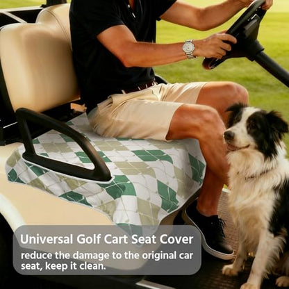 Golf Cart Seat Covers, Universal Golf Cart Seat Towel Blanket for Yamaha, EZGO, Club Car, Icon and More 2-Seat Carts, 100% Microfiber Keeps Seat Comfortable and Clean - color: green
