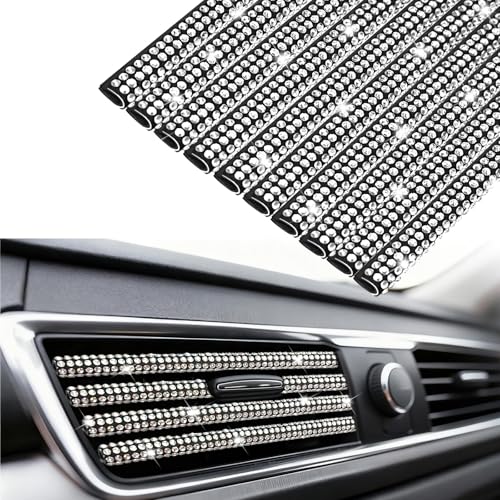 NBTEPEM Bling Car Air Conditioner Decoration Strip for Vent Outlet, 10 PCS Universal Rhinestone Car Vent Outlet Trim Decorations, Bling Interior Accessories for Women and Girls (Silver) - color: Silver