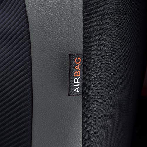 Flying Banner car seat Covers Faux Leather Waterproof Easy Clean Easy Installation (Gray Black, 2 Fronts) - color: Gray Black