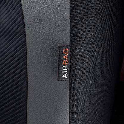 Flying Banner car seat Covers Faux Leather Waterproof Easy Clean Easy Installation (Gray Black, 2 Fronts) - color: Gray Black