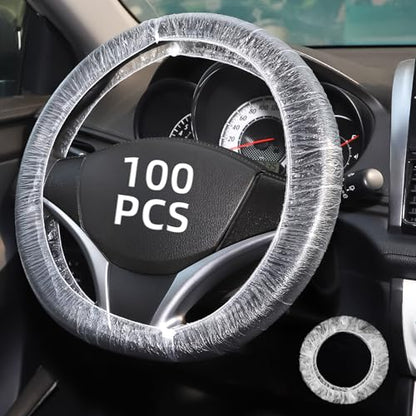 100PCS Disposable Steering Wheel Covers,Disposable Steering Wheel Protector with Elastic, Applicable to Cars, Trucks, Vans (100)