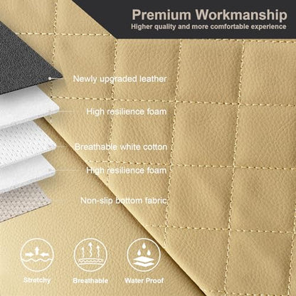 GIANT PANDA Front Car Seat Covers, Bucket Seat Covers, Leather Low Back Auto Seat Covers for Cars, Trucks, Jeep, Van, SUV, Pickup, Airbag Compatible (Beige+Black) - color: Beige(Separate headrest)
