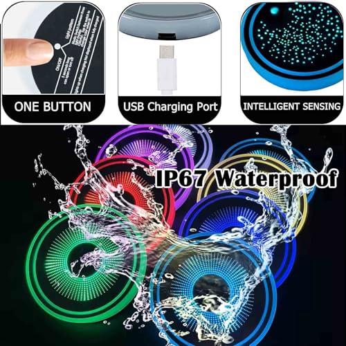 2PCS LED Car Cup Holder Lights, Light up Car Coasters for Cup Holders 7 Colors Changing USB Charging Mat Waterproof Cup Pad, Car Gifts for Men & Women