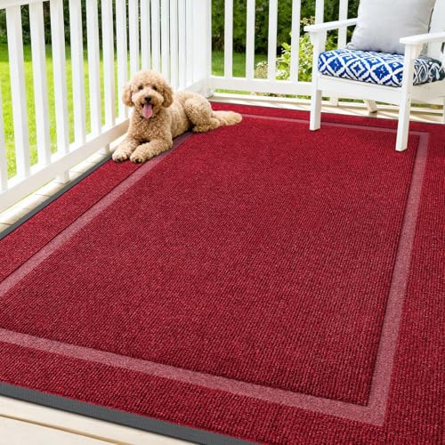 OLANLY Front Door Mat Indoor Outdoor Entrance, Waterproof All-Season, All-Weather Doormat, Sturdy Natural Rubber, Fade Resistant, Low Profile, Easy Clean Patio Porch Entryway Mat, 71x47, Wine Red - color: Wine Red, size: 71" x 47"