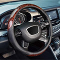 Wood Grain Steering Wheel Cover, Universal 14.5-15 inch Microfiber Leather Anti Slip Car Interior Accessories for Women Men, Black - color: Black