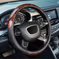 Wood Grain Steering Wheel Cover, Universal 14.5-15 inch Microfiber Leather Anti Slip Car Interior Accessories for Women Men, Black - color: Black