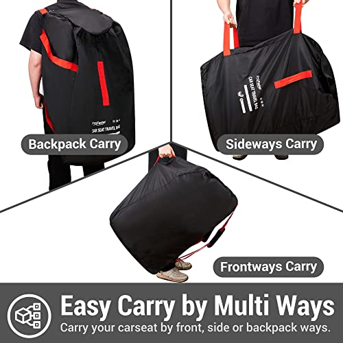 Car Seat Travel Bag Backpack for Air Travel - Karfast Universal Infant Carseat Gate Check Bag Cover for Airplane, Foldable with Pouch, Black - color: Black