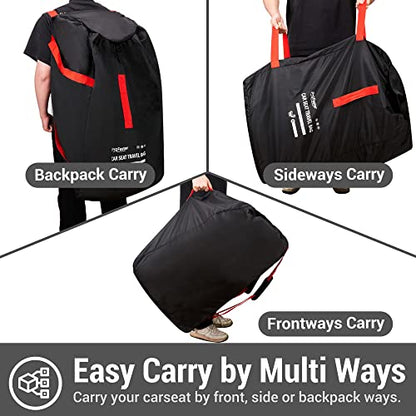 Car Seat Travel Bag Backpack for Air Travel - Karfast Universal Infant Carseat Gate Check Bag Cover for Airplane, Foldable with Pouch, Black - color: Black