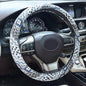 Boho Steering Wheel Cover, Bohemian Cloth Car Steering Wheel for Women Breathable Flax Ethnic Style Steering Wheel Accessories Cover Sweat-Absorbing Anti-Slip Fits 14 1/2-15 Inch - Black - color: Black
