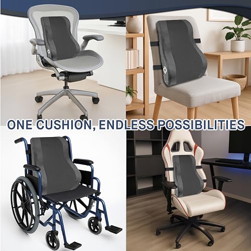 Samsonite Ergonomic Lumbar Support Pillow for Office Chair and Car Seat - Memory Foam Back Support Lumbar Pillow, Premium Cushion Chair Support for Lower Back Pain Relief and Versatile Use (Gray)