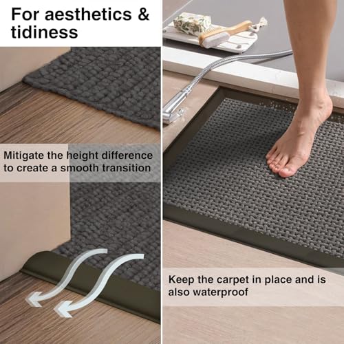Flexible Carpet Edge Trim – Self-Adhesive Waterproof Cuttable Safety Edging for Thick Rugs &Mats, Peel & Stick Floor Transition Strip, for High-Traffic Areas (Fits Thin Carpets Up to 8mm,Black-10Ft)