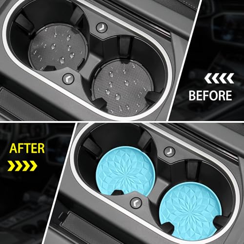 Car Coasters for Cup Holders [4 Pack] - 2.75In Silicone Auto Mug Mats - Universal Non-Slip Recessed Car Interior AccessoriesSky Blue - color: 4pack-sky Blue
