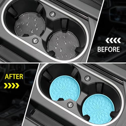 Car Coasters for Cup Holders [4 Pack] - 2.75In Silicone Auto Mug Mats - Universal Non-Slip Recessed Car Interior AccessoriesSky Blue - color: 4pack-sky Blue