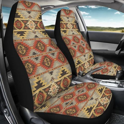 Pehede Car Seat Cover Tribal Abstract Geometric Ethnic Pattern Front for Cars, Easy to Install Cover Set, Accessories Auto Trucks Van SUV,2 Packs - color: Multi36