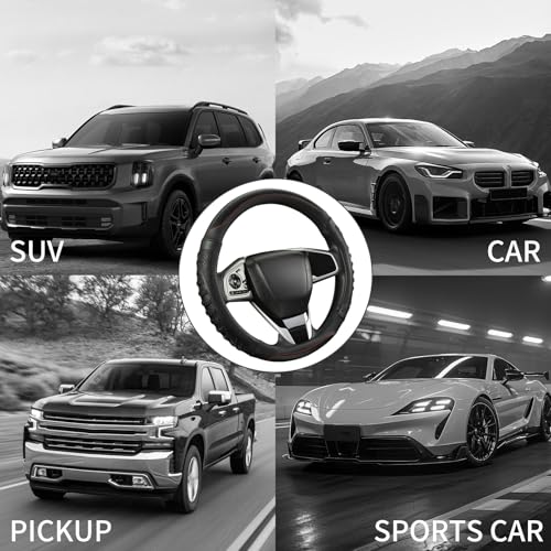 14 inch Steering Wheel Cover Great Grip with 3D Honeycomb Hole, Anti-Slip Sporty Design, Small 13.5-14 inch(All Black) - color: All Black, size: Round-Small[13.5''-14'']