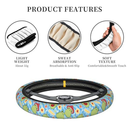 Happy Frog Elastic Steering Wheel Cover Non-Slip Breathable Steering Wheel Protector Fit Auto, SUVs, Truck - color: Happy Frog