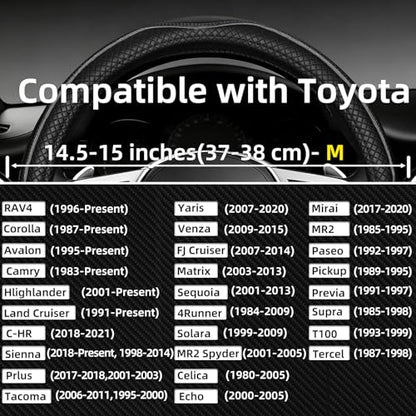 NBTEPEM Customized Auto Car Steering Wheel Cover for Toyota, Microfiber Leather Steering Wheel Covers with Anti-Slip Lining, Breathable, Safety, Soft, Sports Style (Black with Grey Line) - color: Black with Grey Line
