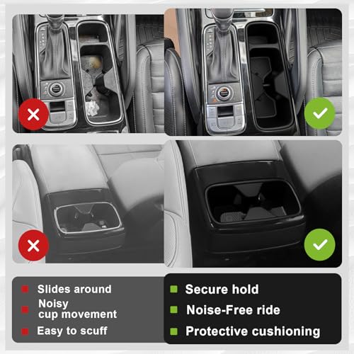 Muslogy Center Console Cup Holder Inserts Compatible with Kia Telluride 2020-2025 2026 Accessories Middle Console Front and Rear Drink Stopper Non-Slip TPE Organizer Cup Holder Replacement 2PCS Set - size: 2020-2025 Kia Telluride Front & Rear
