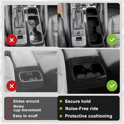 Muslogy Center Console Cup Holder Inserts Compatible with Kia Telluride 2020-2025 2026 Accessories Middle Console Front and Rear Drink Stopper Non-Slip TPE Organizer Cup Holder Replacement 2PCS Set - size: 2020-2025 Kia Telluride Front & Rear