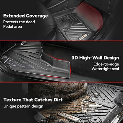 YITAMOTOR Floor Mats for 2012-2015 Honda Civic Sedan (Not for Coupe) & Civic Si EX EX-L HF Hybrid Hybrid-L LX Natural Gas SE, Black All-Weather Custom Fit Front 1st & 2nd Row Floor Liner Set - style: 12-15 civic 1st&2rd