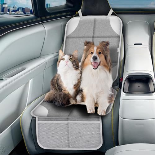 Car Seat Protector for Child Car Seat, Durable 600D Fabric Waterproof Car Seat Cover with Thick Pad Non-Slip Backing，No Imprints (Silver Gray-1 pc) - color: Silver Gray-1 pc