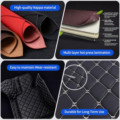 Customized car Floor mats are Suitable for 99% of Vehicle Models (sedans/Trucks/SUVs), Anti-Slip Floor mat Leather Set Provides Comprehensive Protection for the Original car Carpet. (Black=)