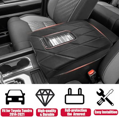 Center Console Cover for Toyota Tundra 2014-2021 - Comfort Armrest Lid Cover for Toyota Tundra Interior Accessories 2021 2020 2019 2018 2017 2016 2015 2014 (Bucket Seat ONLY) - size: 5) 14-21 |Tundra| Black,Regular Thick Size