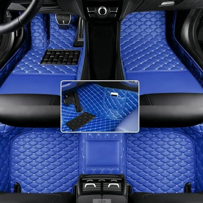 Custom Floor Mats for Audi A1, A3, A4, A5, A6, A7, A8,TT, TTS, Q2, Q3, Q5, Q7, Q8,RS3 RSQ8 S3 S4 S5 S6 S7 S8 e-tron, Q4 e-tron,All Weather Waterproof Luxury Leather (Blue) - color: Blue