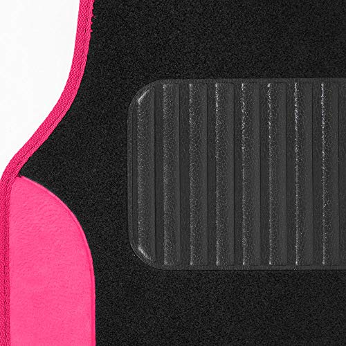 BDK Hot Pink Carpet - Two-Tone Faux Leather Automotive Floor Mats, Included Anti-Slip Features and Built-in Heel Pad, Stylish Floor Mats for Cars Truck Van SUV - color: Hot Pink