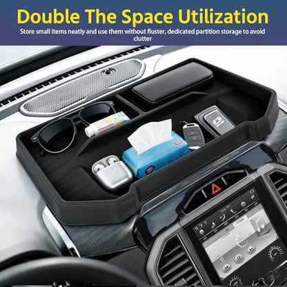 Dashboard Storage Tray Compatible with 2019–2026 Dodge RAM 1500, Center Console Dash Organizer for 12” & 14.4” Uconnect Screens, Non-Slip Console Organizer (Not for 8.4”)