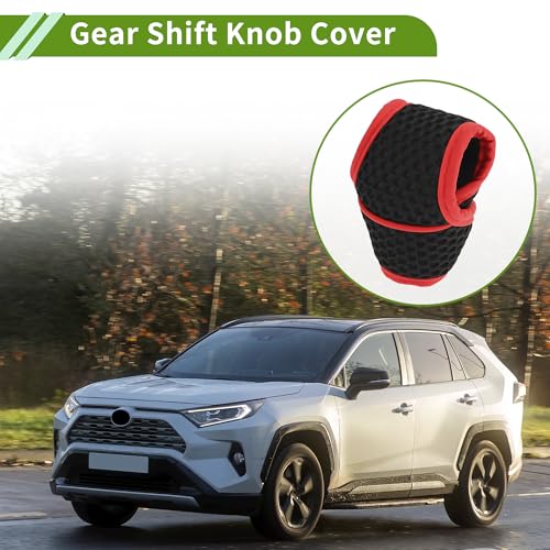 Universal Gear Shift Knob Cover Stick Shifting Handle Protector Automotive Manual Fabric 1 Pc Anti-Slip Black Red - color: Black Red