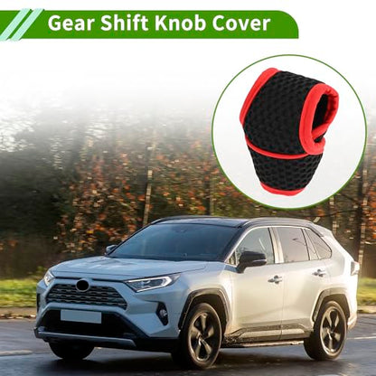 Universal Gear Shift Knob Cover Stick Shifting Handle Protector Automotive Manual Fabric 1 Pc Anti-Slip Black Red - color: Black Red