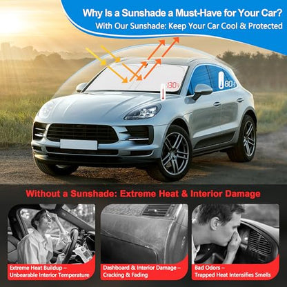 Windshield Sun Shade for 2013-2019 Fo-rd Escape Accessories, Foldable Window Sunshade Sun Visor Protector, Front Windshield Sunshade Sun Shield Blocks UV Rays Heat - size: Silver & Black-Fit 2013-2019 Ford Escape