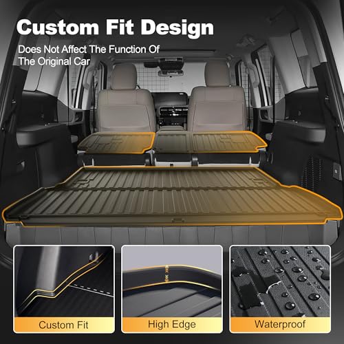 AOMSAZTO Cargo Mat and Backrest Mat Compatible with Toyota Land Cruiser 2024-2025: TPE All Weather Protection Car Cargo Liner - 1st & 2nd Row - Rubber Trunk Mat (Only for 5 Seat) - style: 2024-2025 | For Toyota Land Cruiser | Cargo Mat Set