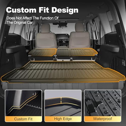 AOMSAZTO Cargo Mat and Backrest Mat Compatible with Toyota Land Cruiser 2024-2025: TPE All Weather Protection Car Cargo Liner - 1st & 2nd Row - Rubber Trunk Mat (Only for 5 Seat) - style: 2024-2025 | For Toyota Land Cruiser | Cargo Mat Set