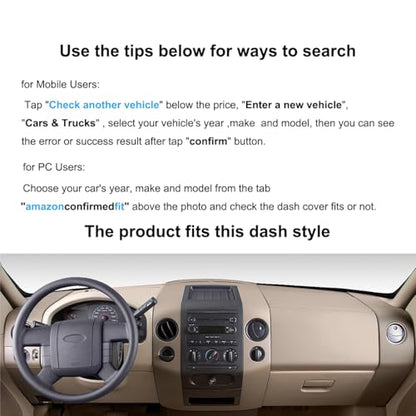 Yiz Dash Cover Mat Custom Fit for Ford F150 Pickup Truck 2004 2005 2006 2007 2008 / Lincoln Mark LT, Dashboard Cover Pad Carpet Protector J58 (Dark Gray)