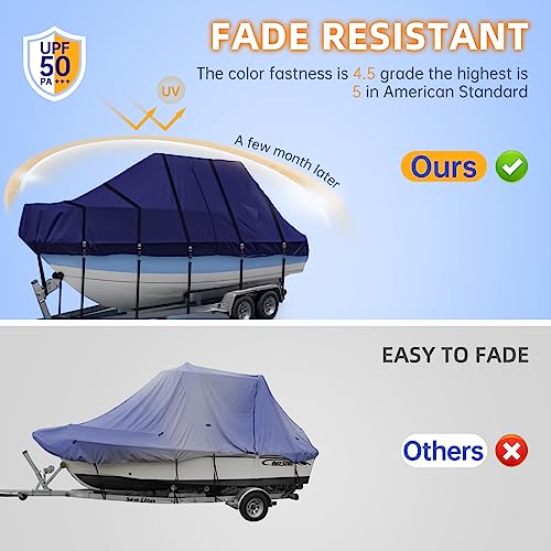 900D T Top Boat Cover -Heavy Duty Waterproof Trailerable Center Console Boat Cover fits for Beam Width Up to 106", Navy - color: navy, size: 18-20' Long (Beam Width Up to 102")