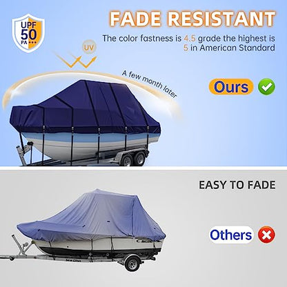 900D T Top Boat Cover -Heavy Duty Waterproof Trailerable Center Console Boat Cover fits for Beam Width Up to 106", Navy - color: navy, size: 18-20' Long (Beam Width Up to 102")