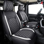 Jeep Wrangler JK JL 4-Door Seat Covers Full Set Custom Fit 2007-2026 Unlimited X Rubicon 392 Sahara Willys Sport High Altitude 4X4 Truck Pickup Waterproof Faux Leather (Full Set/Black-W) - color: Full Set/BLACK-White