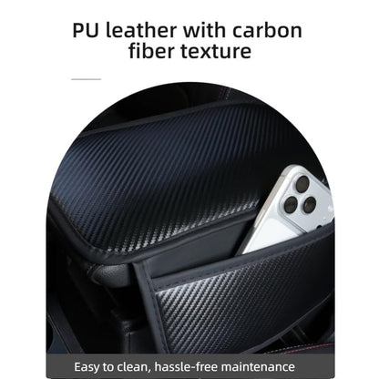 Car Center Console Cover Armrest Cover, Carbon Fiber PU Leather Auto Center Console Pad Protector with Side Storage Bags, Universal Waterproof Anti-Slip for Most Cars Trucks Vans